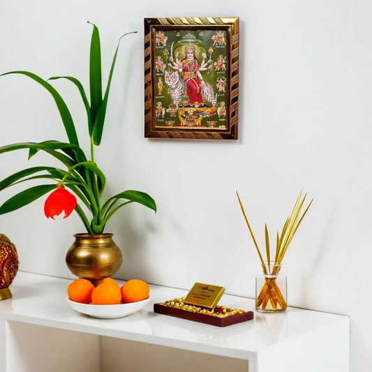 Nav Durga Maa Photo Frame | 9 Roop Durga Mata Ji | Idol for Navratri, Diwali, Dhanteras, Home, Office Temple & Daily Pooja (20 x 16 cm)