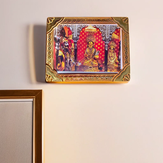 Lord Shiva and Maa Annapurna Photo Frame, Blessed at Kashi Annapurna Temple, Ideal for Kitchen, Spiritual Gift & Home Decor (20x16) CM