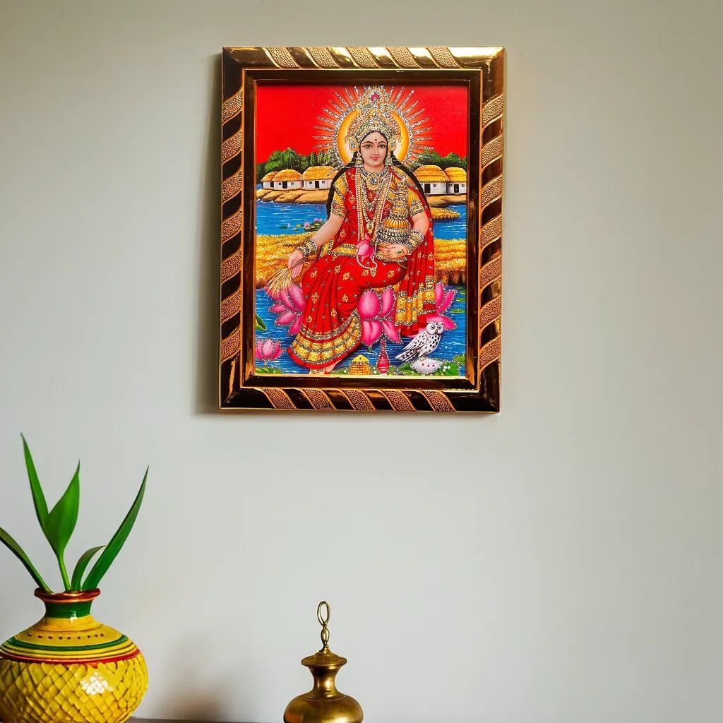Goddess Lakshmi Religious Photo Frame, Divine Prosperity Decor for Home and Office, (16 x 21) Cm