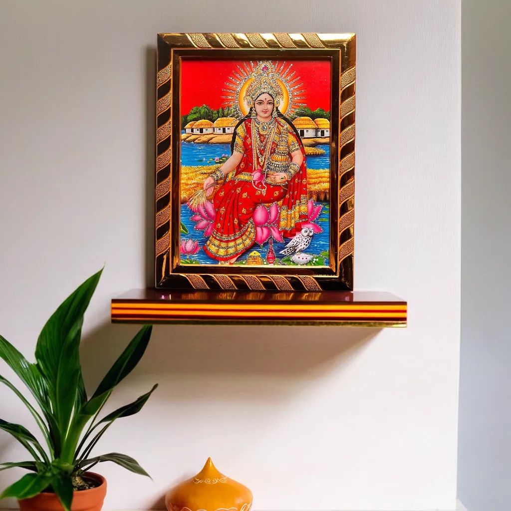Goddess Lakshmi Religious Photo Frame, Divine Prosperity Decor for Home and Office, (16 x 21) Cm