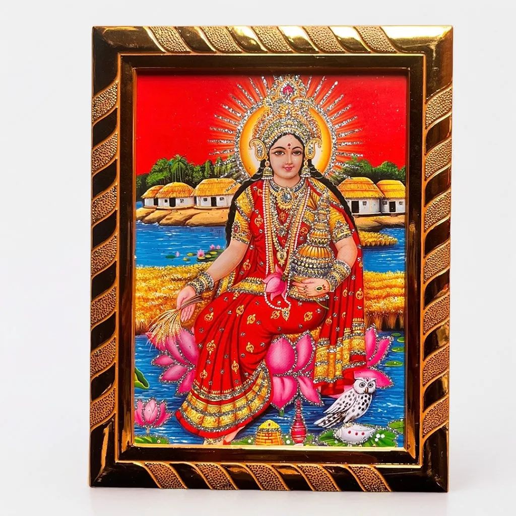 Goddess Lakshmi Religious Photo Frame, Divine Prosperity Decor for Home and Office, (16 x 21) Cm