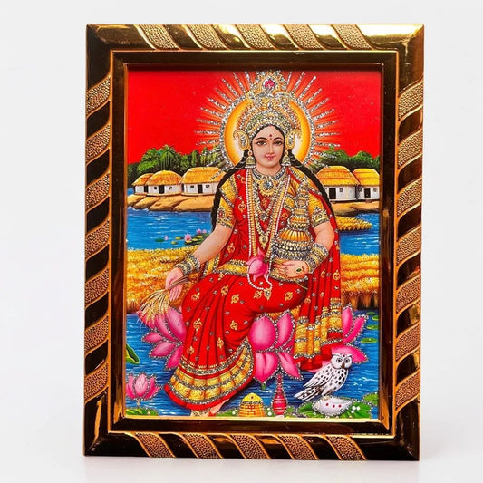 Goddess Lakshmi Religious Photo Frame, Divine Prosperity Decor for Home and Office, (16 x 21) Cm
