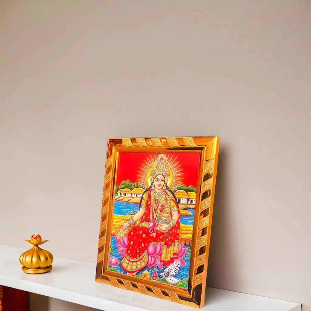 Goddess Lakshmi Religious Photo Frame, Divine Prosperity Decor for Home and Office, (16 x 21) Cm