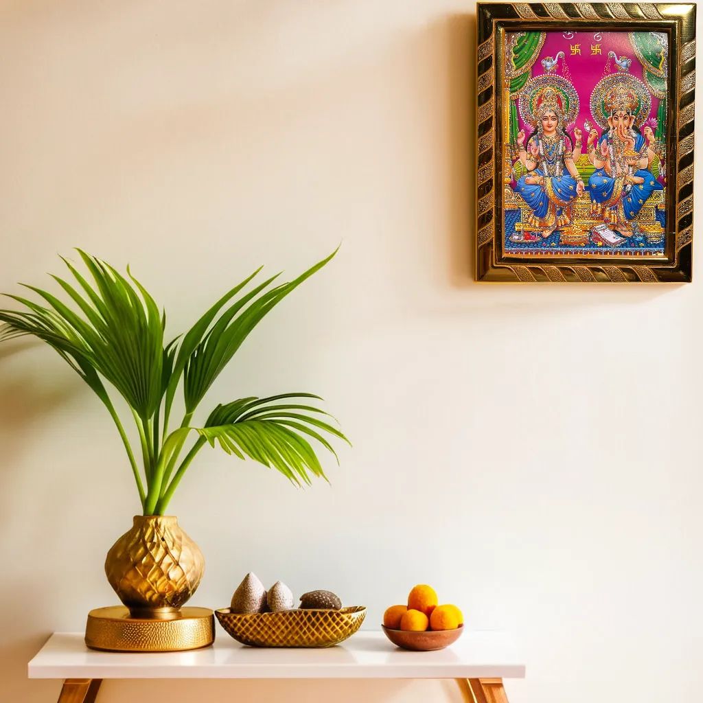 Divine Laxmi Ganesh Acrylic Jari-Coated Photo Frame | Idol for Navratri, Diwali, Dhanteras, Daily Pooja (16x21 cm) (Pink)