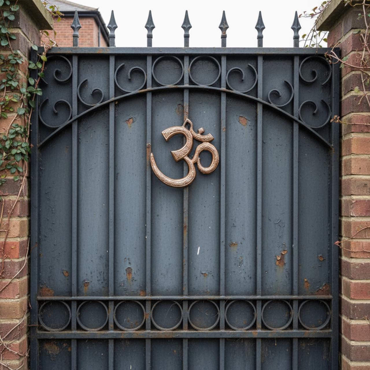 Antique Copper Om Wall Hanging | Vastu & Sacred Good Luck Symbol for Home, Temple, Office, Pooja Room, Main Door, Apartment & Meditation Corners | Brown (20 x 20 cm)