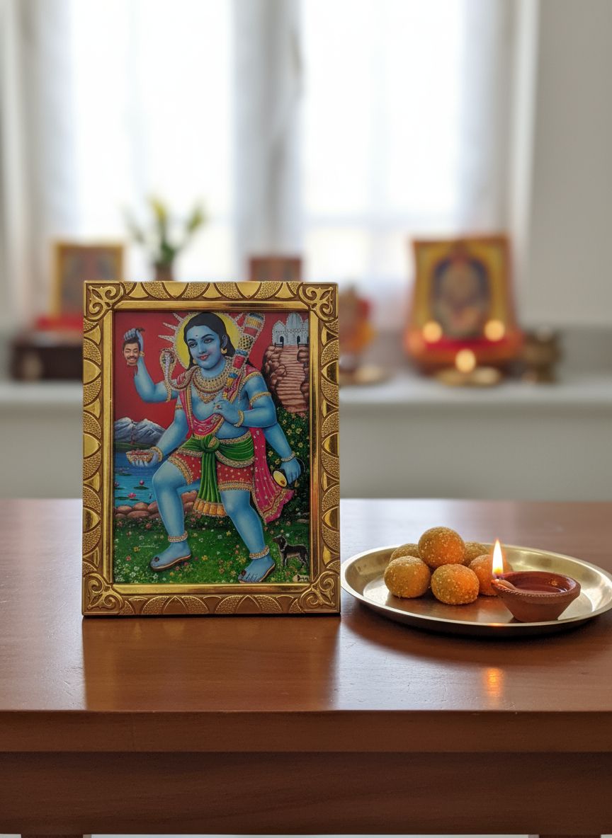 Bhairav Nath Ji Religious Photo Frame, Shri Kaal Bhairav Ji, Shiva Avatar Batuk Bhairav for Home Temple, Office, Diwali, Bhairava Ashtami, Mahashivratri (16x20 cm)