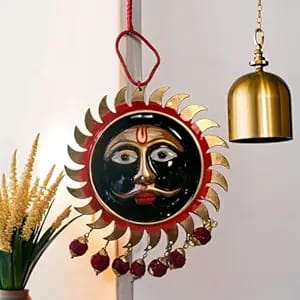 Baba Kaal Bhairav Sun Face Wall Hanging, Banarasi Hand Craft, for Prosperity & Prosperity | Spiritual Banarasi Vastu Gift (5 * 3.5) Inches