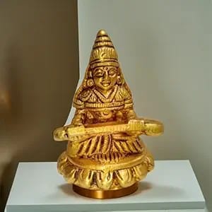 Maa Annapurna Golden Panchdhatu Murti | Goddess of Food | Blessing by Maa Annapurna & Baba Kashi Vishwanath in Kashi (8 X 8) Cm