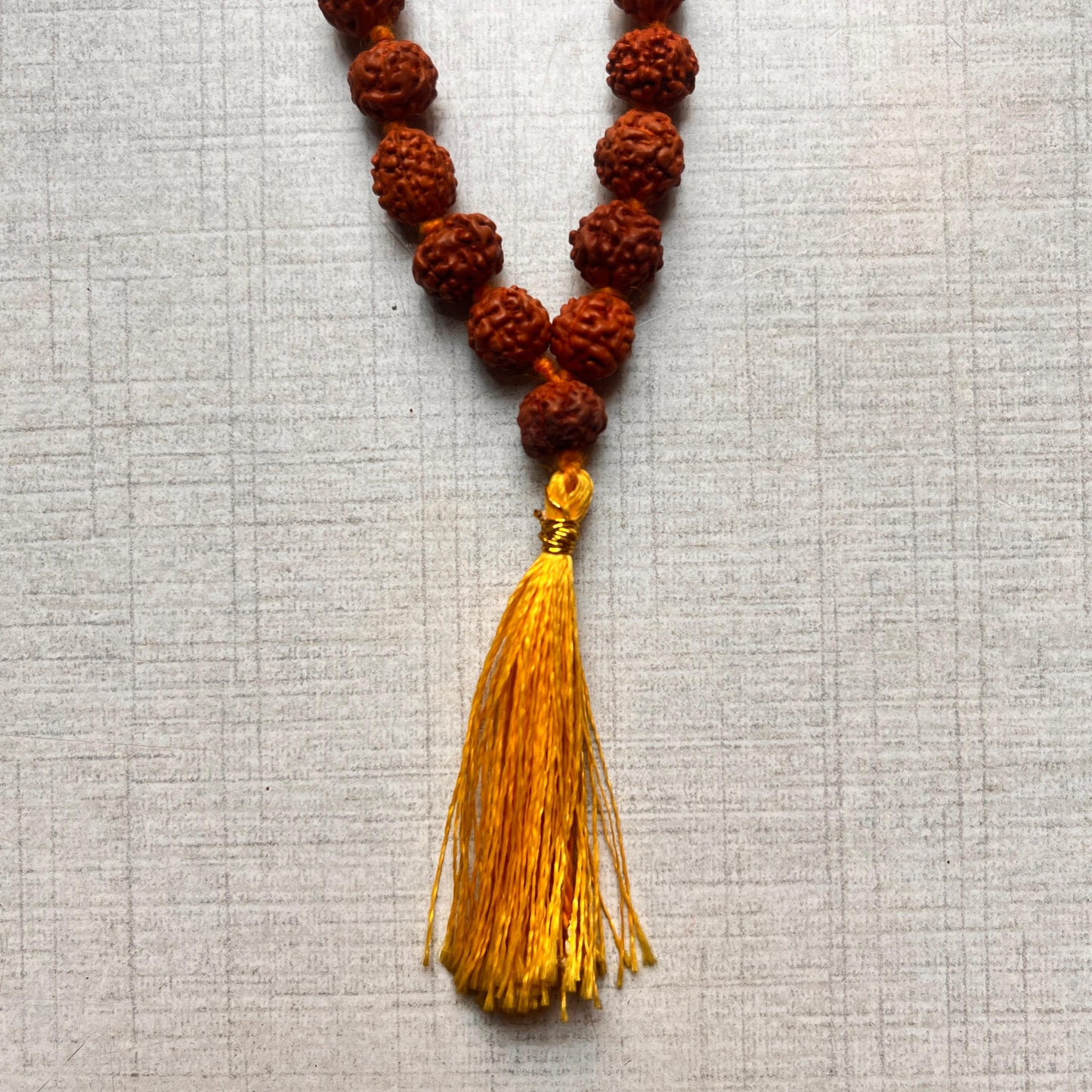 5 Mukhi 108 Beads Rudraksha Mala with Yellow Tassel for Men & Women |  Japa & Puja