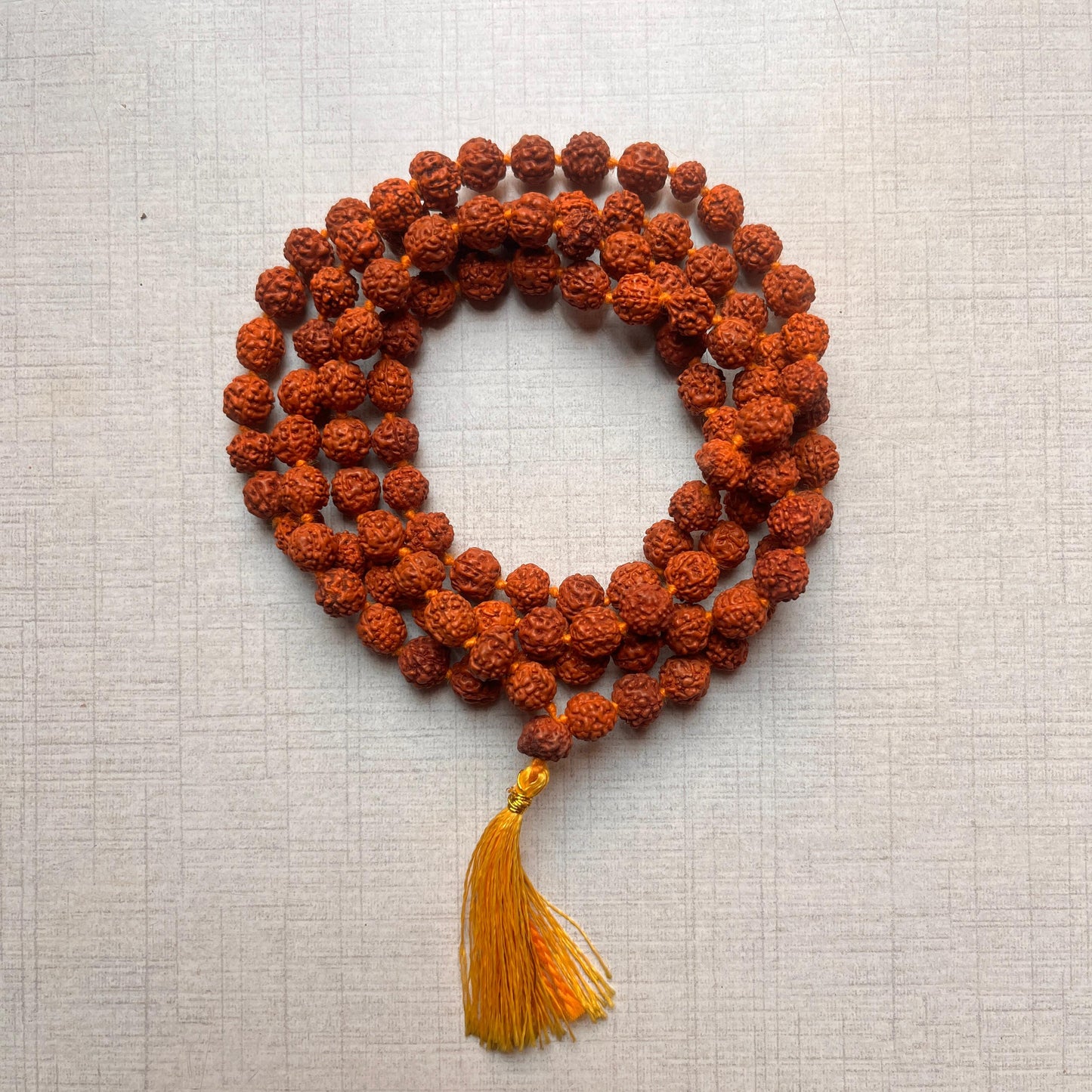 5 Mukhi 108 Beads Rudraksha Mala with Yellow Tassel for Men & Women |  Japa & Puja