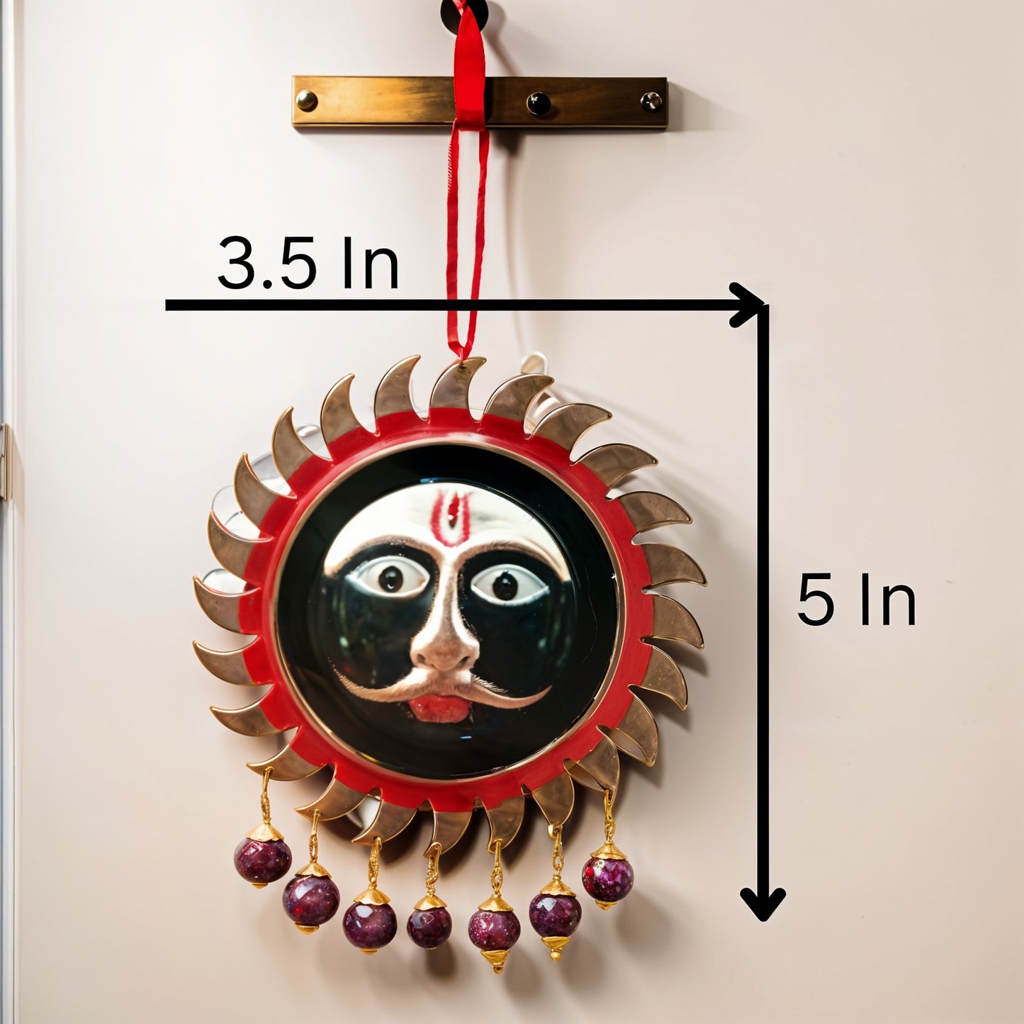 Baba Kaal Bhairav Sun Face Wall Hanging, Banarasi Hand Craft, for Prosperity & Prosperity | Spiritual Banarasi Vastu Gift (5 * 3.5) Inches