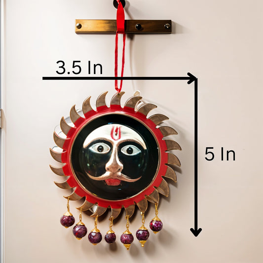 Baba Kaal Bhairav Sun Face Wall Hanging, Banarasi Hand Craft, for Prosperity & Prosperity | Spiritual Banarasi Vastu Gift (5 * 3.5) Inches