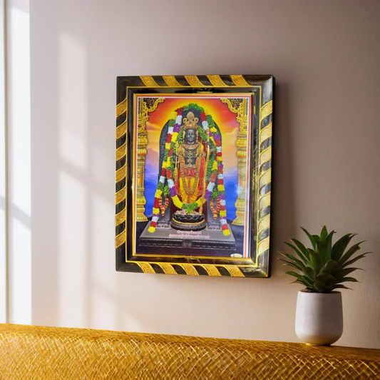 Ayodhya Ram Mandir Acrylic Photo Frame | Spiritual Gift for Home Decor, Puja Room & Office | Golden Frame for Wall & Table Top (21 x 16 cm)