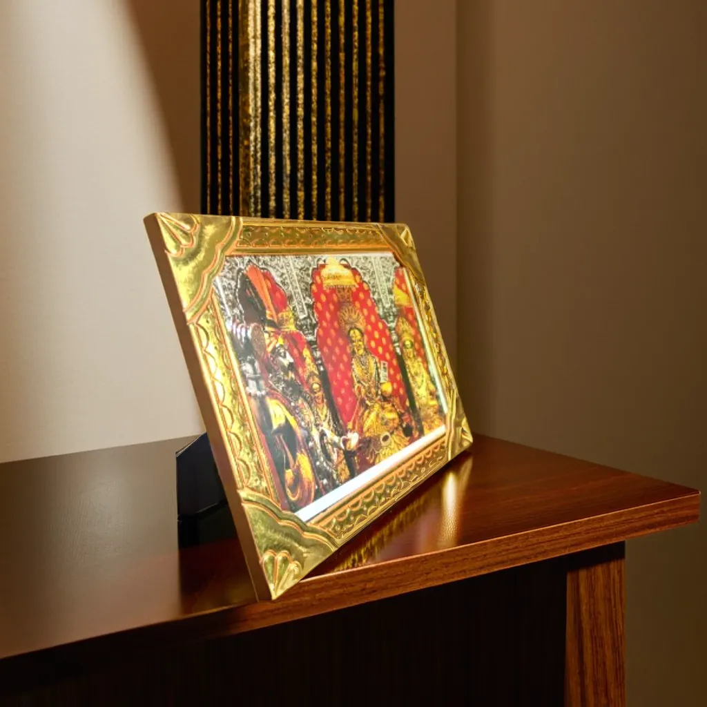 Lord Shiva and Maa Annapurna Photo Frame, Blessed at Kashi Annapurna Temple, Ideal for Kitchen, Spiritual Gift & Home Decor (20x16) CM