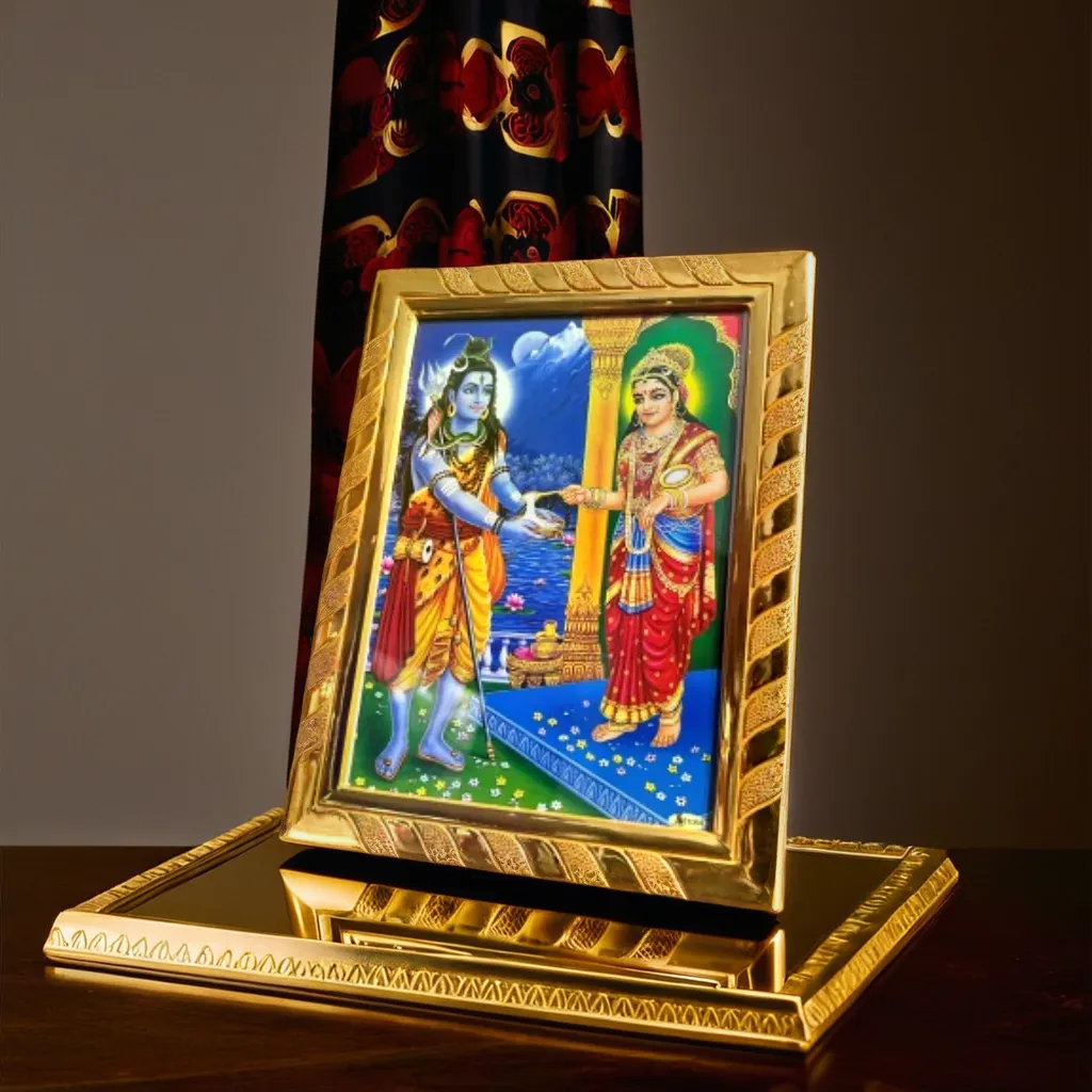 Lord Shiva with Mata Annapurna Photo Frame, Blessed from Kashi Temples, Ideal Spiritual Gift for Home, Kitchen & Ann Bhandar