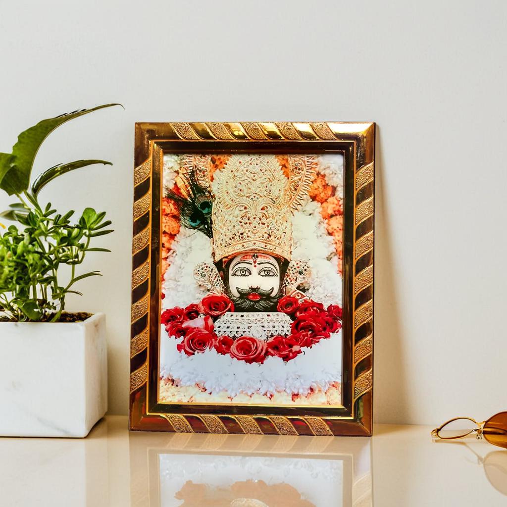 Khatu Shyam Ji Religious Photo Frame, Divine Wall Decor & Table Top Acrylic Laminated Frame for Home and Office
