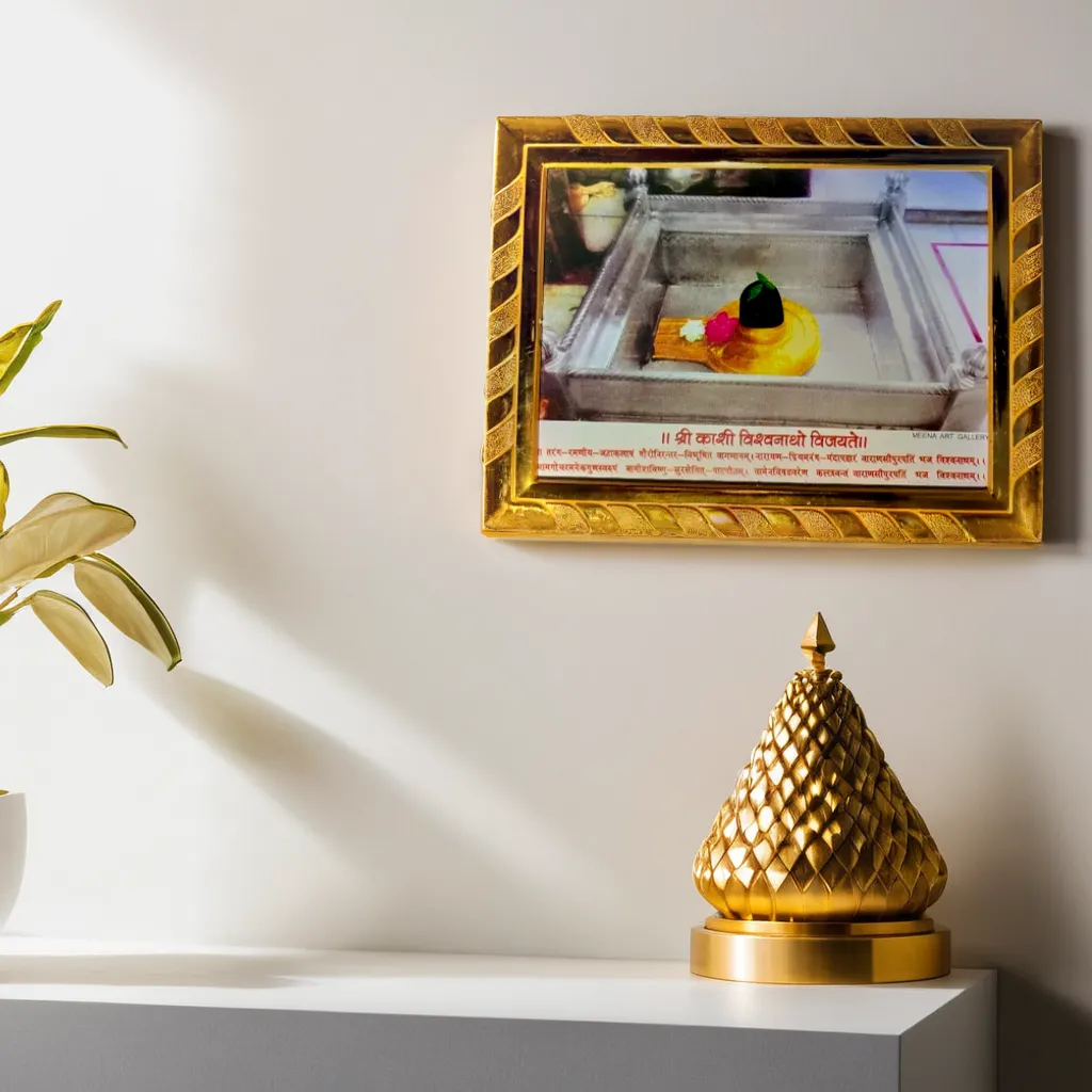 Elegant Shivling from Baba Kashi Vishwanath Temple Acrylic Photo Frame, Spiritual Gift for Puja Room & Office Decor (20 x 16) CM