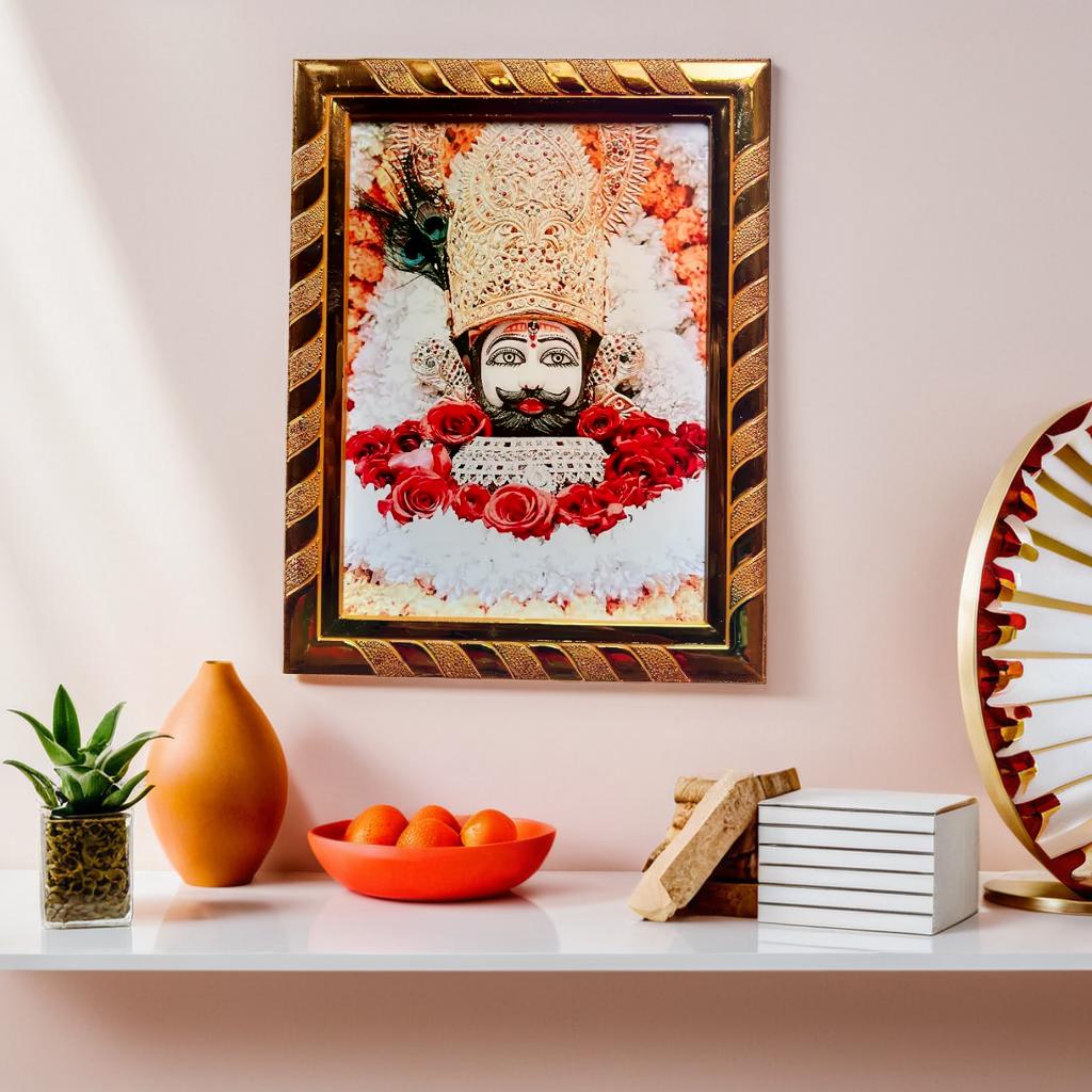 Khatu Shyam Ji Religious Photo Frame, Divine Wall Decor & Table Top Acrylic Laminated Frame for Home and Office