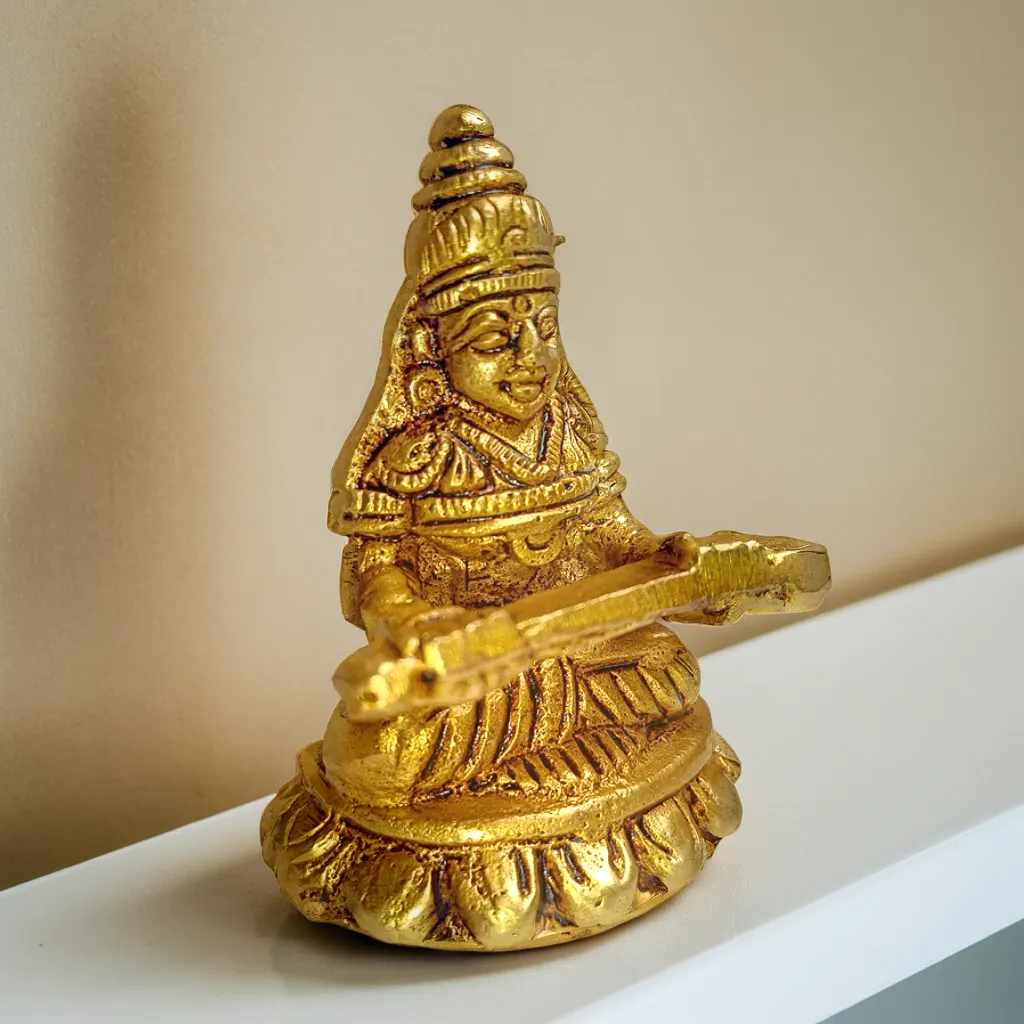 Maa Annapurna Golden Panchdhatu Murti | Goddess of Food | Blessing by Maa Annapurna & Baba Kashi Vishwanath in Kashi (8 X 8) Cm