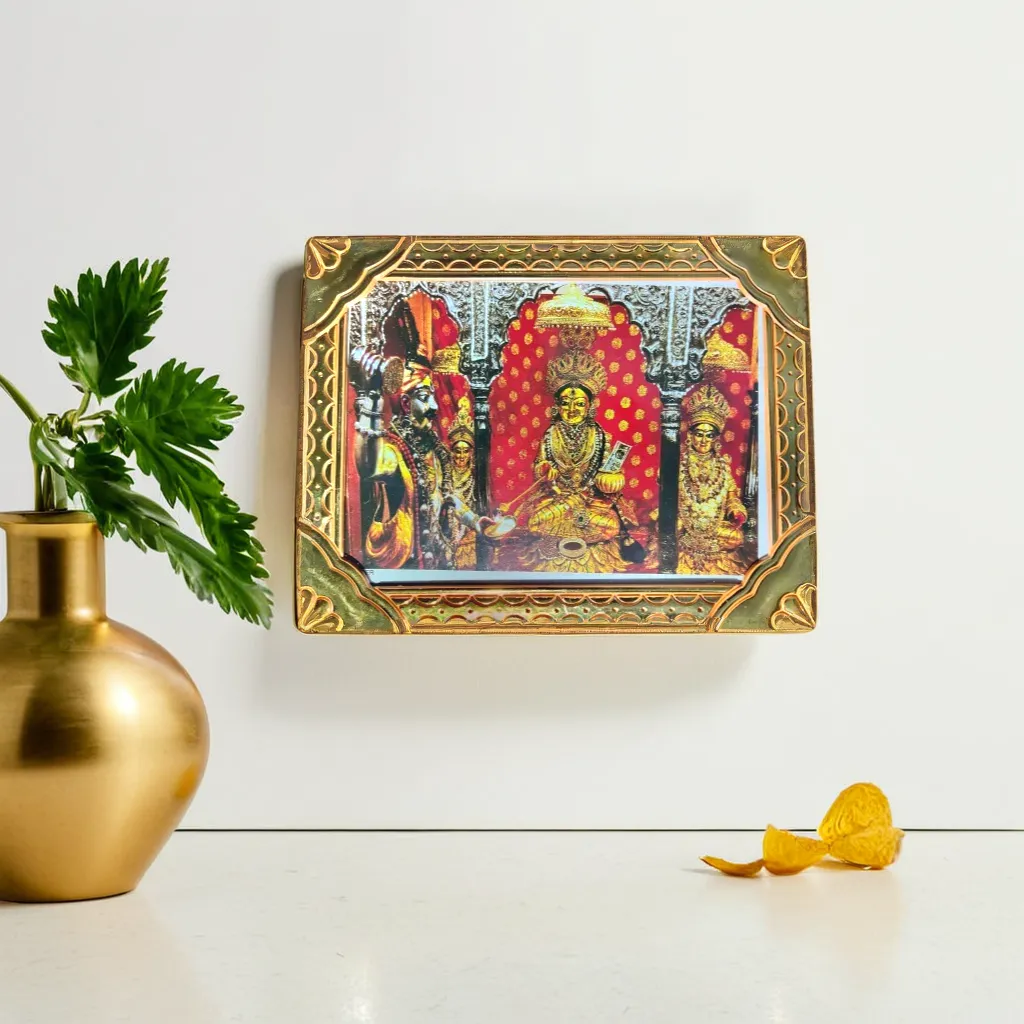 Lord Shiva and Maa Annapurna Photo Frame, Blessed at Kashi Annapurna Temple, Ideal for Kitchen, Spiritual Gift & Home Decor (20x16) CM