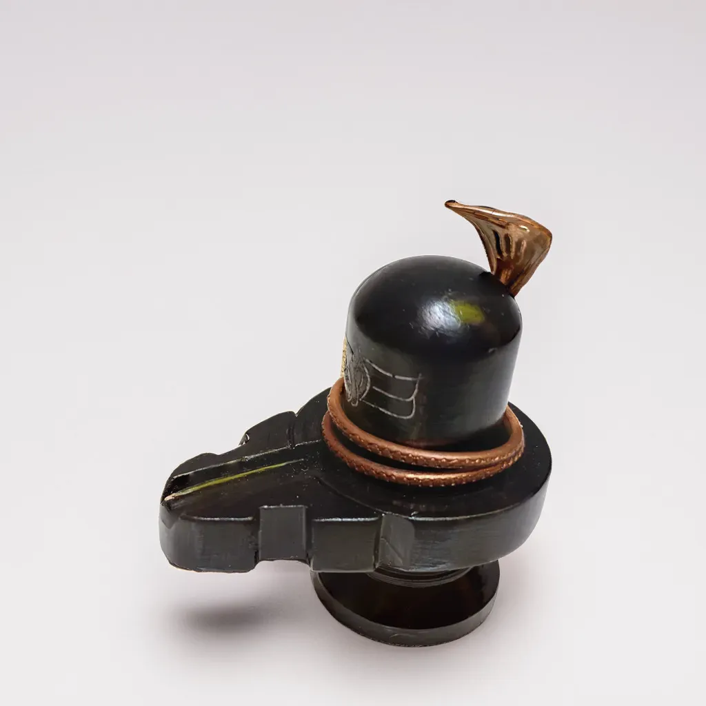 Shivling with Nandi & Brass Vasuki Idol | Black Stone Handcrafted 9 cm, Shivling with Kashi Gangajal | Blessed by Baba Kashi Vishwanath, for Worship Mahashivratri, Sawan & Daily Pooja