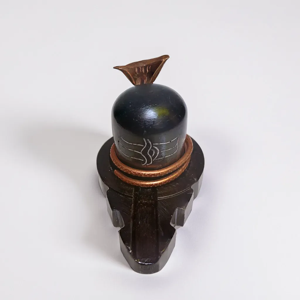 Shivling with Nandi & Brass Vasuki Idol | Black Stone Handcrafted 9 cm, Shivling with Kashi Gangajal | Blessed by Baba Kashi Vishwanath, for Worship Mahashivratri, Sawan & Daily Pooja